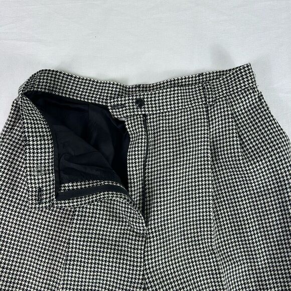 Womens Talbots Vintage Wool Black/White Houndstooth Lined Pants Cuffed Size 12 - Picture 9 of 13